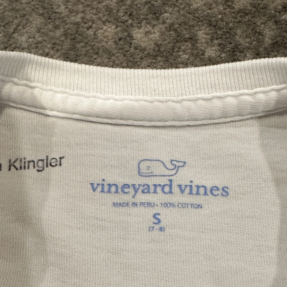 Vineyard Vines White Tee with Striped Whale and sparkling stars kids size 7/8 - Picture 4 of 4